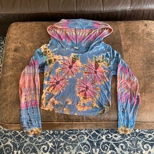 Tie-dye, crop top hoodie, size medium, good condition.